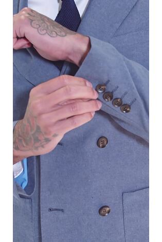 Blauw - Harry Brown Slim Fit Oliver Linen Cotton Blend Suit: Smart Trousers - Image 2 of 10