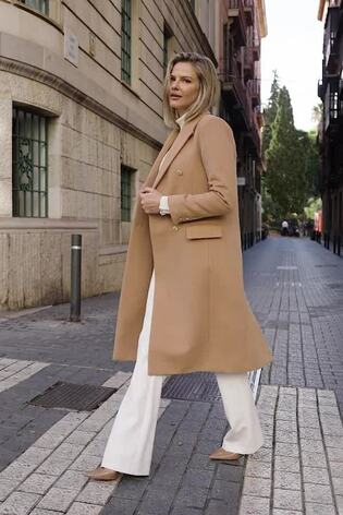 Sosandar Natural Double Breasted Longline Formal Coat - Image 2 of 6