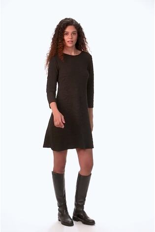 Roman Black Wave Textured Stretch A-Line Dress - Image 2 of 6