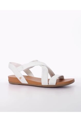 Dune London White Standard Fit Landies Cross Strap Comfort Flat Sandals - Image 2 of 7