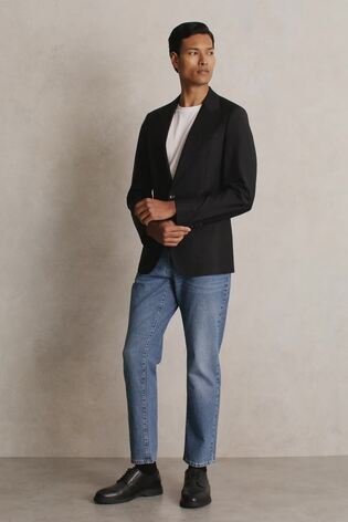 Reiss Navy Oscar Regular-Fit Single-Breasted Wool-Blend Suit Blazer - Image 2 of 11
