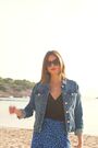 Sosandar Dark Blue Denim Jacket With Silver Button Detail - Image 2 of 5