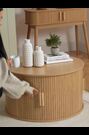 Birlea Oak Axel Effect Round Fluted Storage Coffee Table - Image 2 of 8