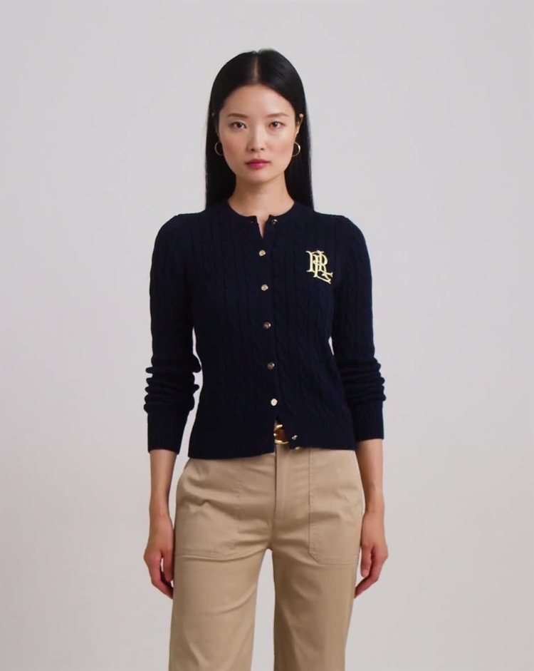 Buy Lauren Ralph Lauren Navy Blue Ralhan Cable Knit Cotton