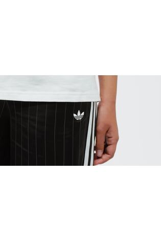 adidas Originals Black/White Soccer Summer Satin Pinstripe Wide Leg Trousers - Image 2 of 7