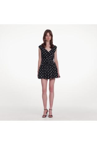 Self-Portrait Black Polka Dot Cotton Mini Dress - Image 2 of 7
