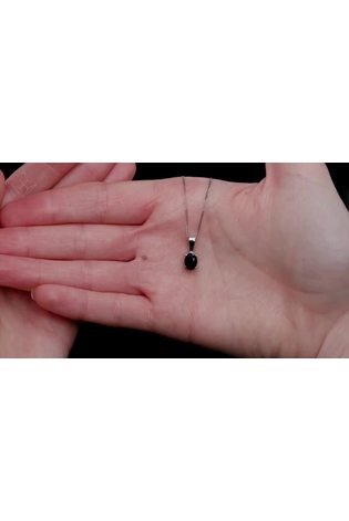 The Diamond Store 9K White Gold Sapphire 7 x 5 mm Pendant Necklace - Image 2 of 3