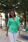 Sosandar Green Twist Detail Wrap Top - Image 2 of 6