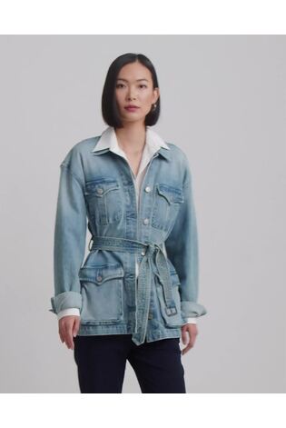 Lauren Ralph Lauren Light Blue Belted Denim Field Jacket