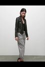 AllSaints Black Cargo Leather Biker Jacket - Image 2 of 10