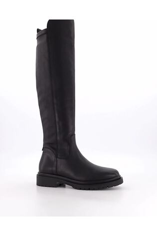 Dune London Black Tempar Cleated 50/50 Knee High Boots - Image 2 of 6