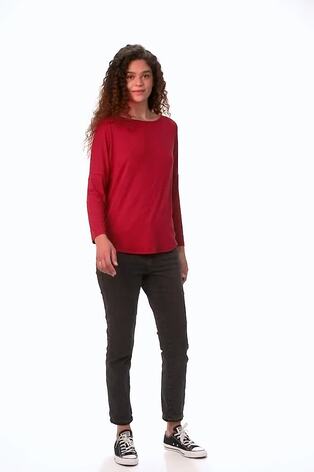 Roman Red Batwing Long Sleeve Stretch Top - Image 2 of 6