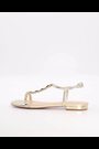 Dune London Gold Nourish Chain T-Bar Flat Sandals - Image 2 of 6