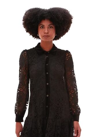 Roman Black Premium Velvet Trim Shirt Dress - Image 2 of 7