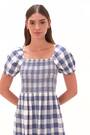 Roman Blue Border Print Puff Dress - Image 2 of 6