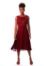 Roman Red Sequin Bodice Belted Chiffon Dress - Image 2 of 6