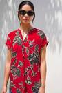Roman Red Floral Puff Print Stretch Top - Image 2 of 7