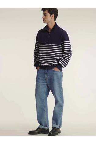 Tommy Hilfiger White Stripe Quarter Zip Sweatshirt - Image 2 of 8