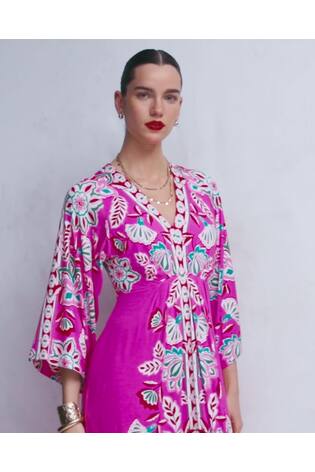 Boden Pink Nell Kimono Midi Jersey Dress - Image 2 of 8