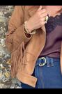 Love & Roses X Binky Tan Brown Suedette Fringe Biker Jacket - Image 2 of 6