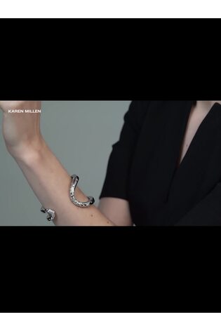 Karen Millen Silver Tone Crystal Sprinkle Loop Cuff Bracelet - Image 2 of 4