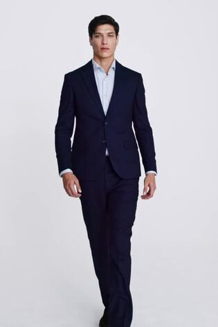 MOSS Ink Blue Slim Fit Check Jacket - Image 1 of 1