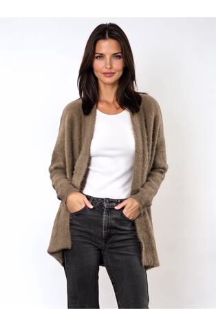 Religion Brown Iris Longline Cardigan In Super Soft Fluffy Yarn - Image 2 of 7