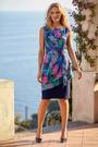 Roman Blue Petite Tropical Asymmetric Frill Dress - Image 2 of 5