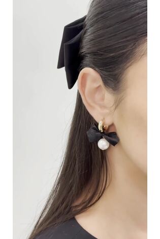 Aela Bow Drop Black Earrings - Image 2 of 4