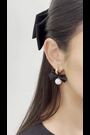 Aela Bow Drop Black Earrings - Image 2 of 4