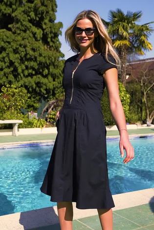 Buy Sosandar Black Zip Front Fit Flare Dress With Pockets from Next Luxembourg