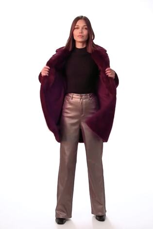 Roman Red Faux Fur Longline Coat - Image 2 of 6