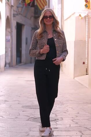 Sosandar Brown Leopard Print Denim Jacket - Image 2 of 6
