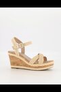 Dune London Natural Chrome Wide Fit Braided Upper High Wedge Heel Kelisa Sandals - Image 2 of 7