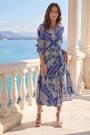 Roman Blue Petite Print Tiered Shirt Midi Dress - Image 2 of 5