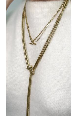 Aela Gold Tone Snake Effect Chain Necklace - Image 2 of 5
