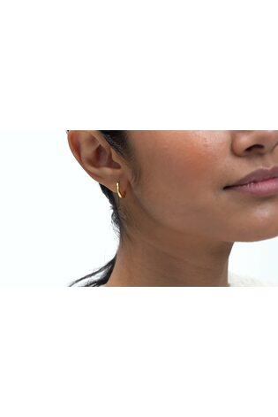 Ted Baker Gold Tone Crisele Logo Hoop Earrings - Image 2 of 6