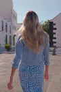 Sosandar Sky Blue Denim Jacket With Gold Button - Image 2 of 4