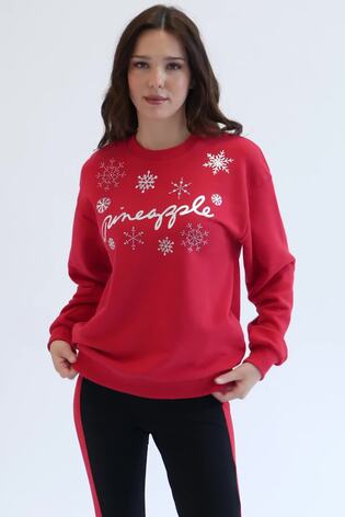 Pineapple Red Womens Snowflake Christmas Sweatshirt - Image 2 of 9 Pineapple Red Womens Snowflake Christmas Sweatshirt - Image 2 of 9