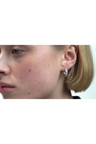 Ted Baker Silver Tone Mellrie Small Double Crystal Hoop Earrings - Image 2 of 7