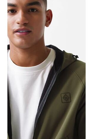 Khaki Green Shower Resistant Softshell Hooded Jacket - Image 2 of 15