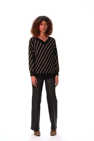 Roman Black Horizontal Stripe Knit Jumper - Image 2 of 6