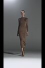 High Neck Long Sleeve Dress in Camel - Image 2 of 6