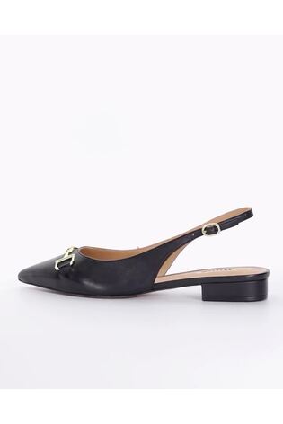Dune London Black Wide Fit Hopeful Branded-Snaffle-Trim Ballet Shoes - Image 2 of 8