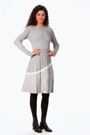 Roman Grey Ribbed Stretch Knit Dress - Image 2 of 6