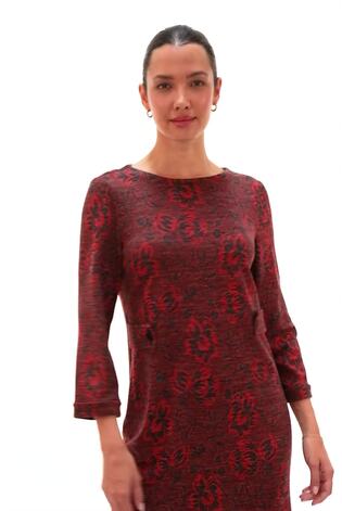 Roman Red Floral Tab Detail Shift Dress - Image 2 of 6