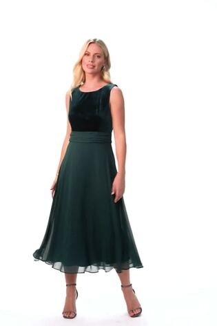 Verde - Roman Petite Velvet Bodice Midi Dress - Imagen 2 de 6