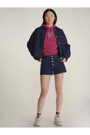 Tommy Jeans Blue Cropped Denim Shirt Jacket - Image 2 of 8