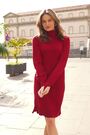 Sosandar Red Roll Neck Slouch Dress - Image 2 of 5