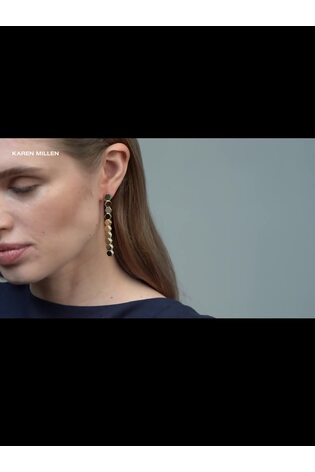 Karen Millen Gold Tone Mosaic Drop Earrings - Image 2 of 5 Karen Millen Gold Tone Mosaic Drop Earrings - Image 2 of 5